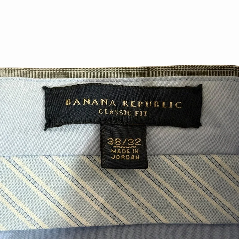 NWT Banana Republic Classic Fit Dress Pants Gray‎ Windowpane Plaid Men's 38/32